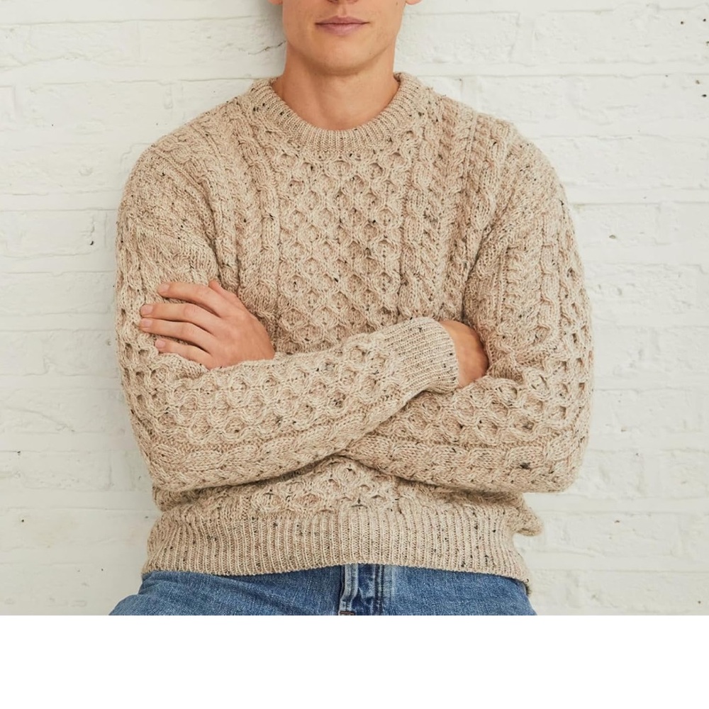 🇮🇪 Aran Woollen Mills Irish Fisherman Sweater – XXL – 100% Pure New Wool 🇮🇪